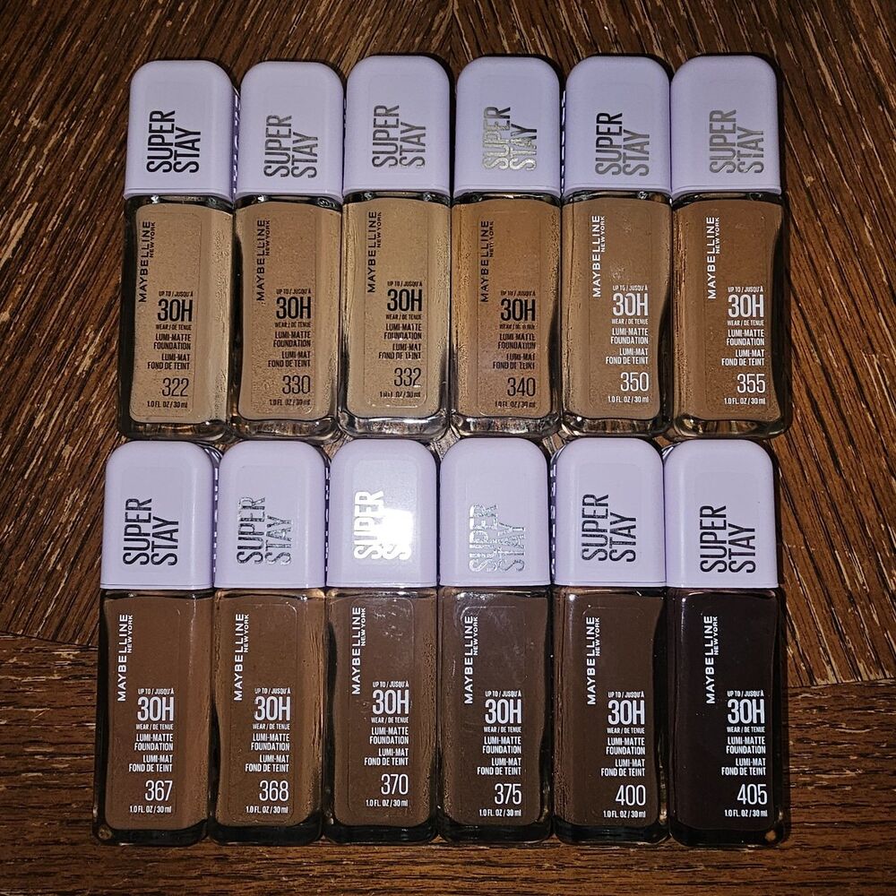 Mixed Lot 12 Maybelline Super Stay 30H Lumi-Matte Foundation Liquid 1oz 322-405